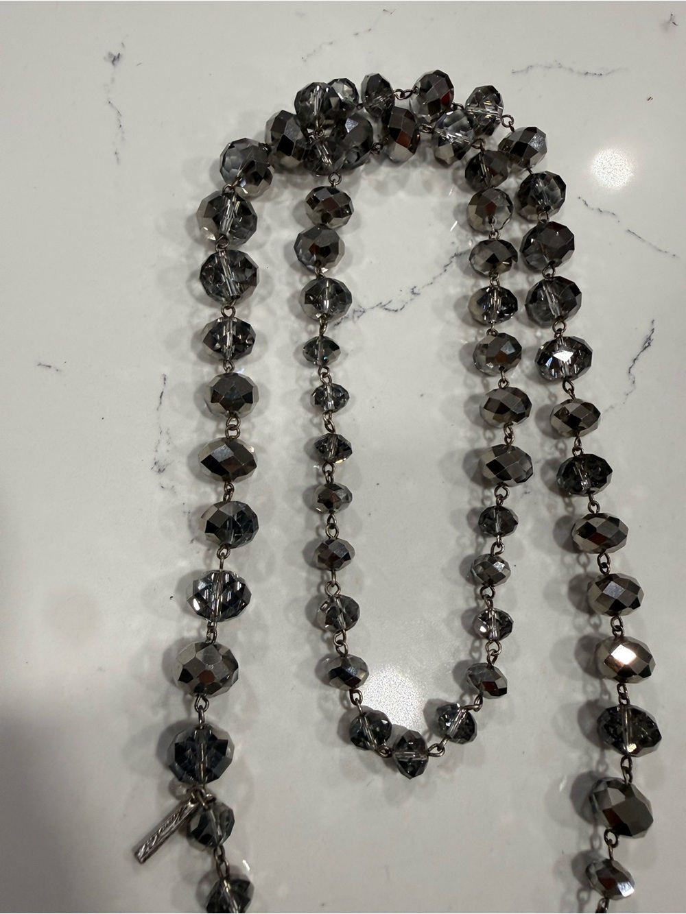 Kenneth Cole Smoky Gray Faceted long Beaded Necklace